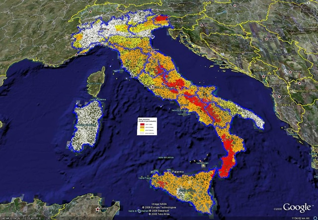 mappa sismica italia cartoon
